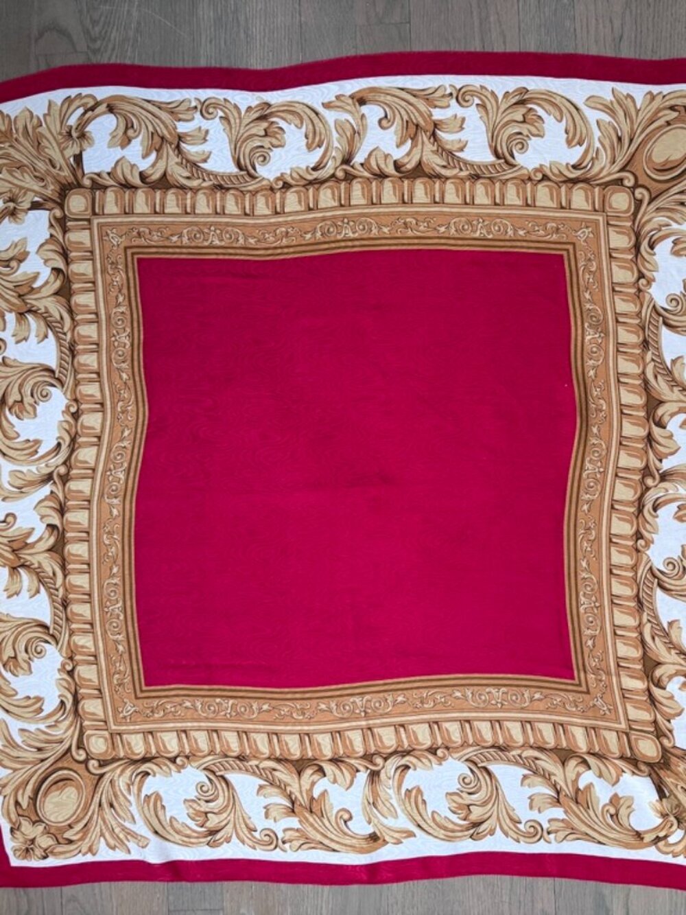 Talbots Vintage Silk Square Scarf,(1980/90s),Red/Gold Baroque,Collector Interest